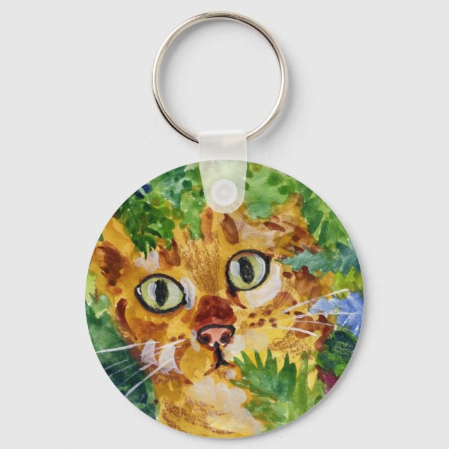 Cat in Hiding Keychain (Front)