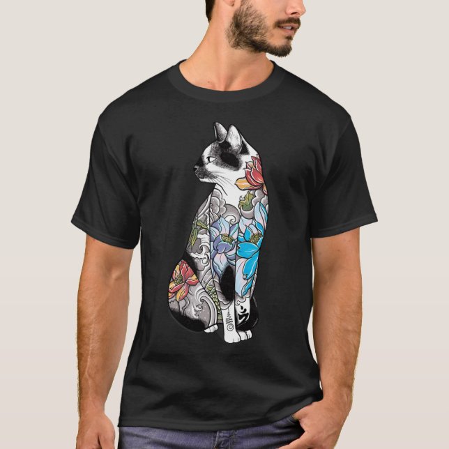 Cat In Lotus Tattoo  T-Shirt (Front)