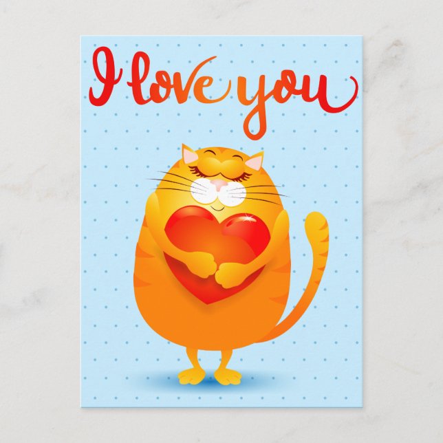 Cat in Love Holiday Postcard (Front)