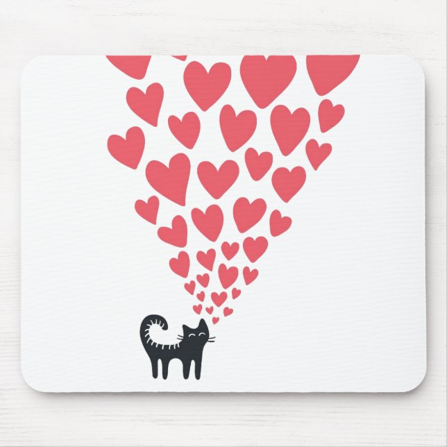 Cat in Love Mouse Pad (Front)