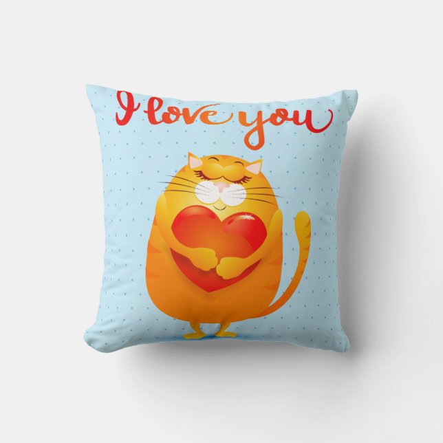 Cat in Love Throw Pillow (Front)