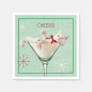Cat in Martini Glass Napkin
