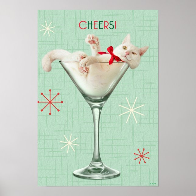 Cat in Martini Glass Poster (Front)