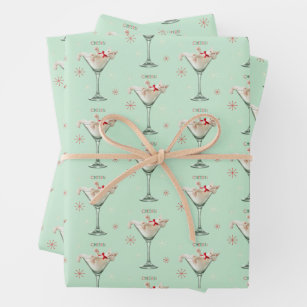 Cat in Martini Glass Wrapping Paper Sheet
