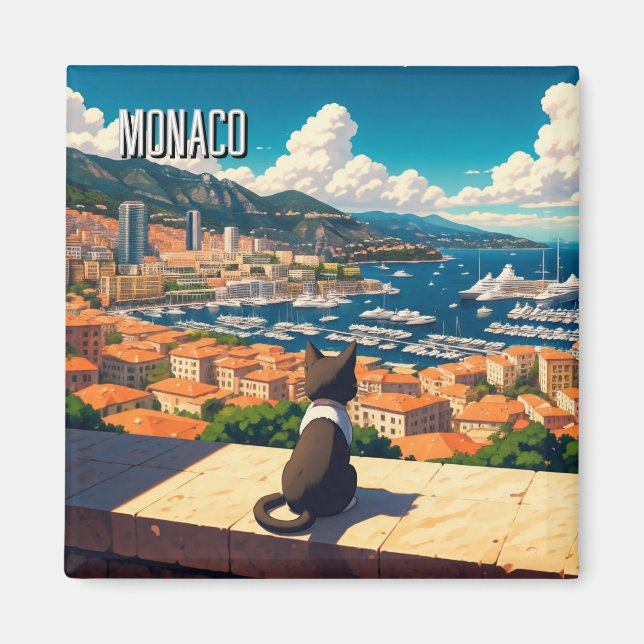 Cat in Monaco Monte Carlo Europe Travel Magnet (Front)