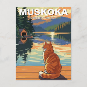 Cat in Muskoka Ontario Canada Postcard