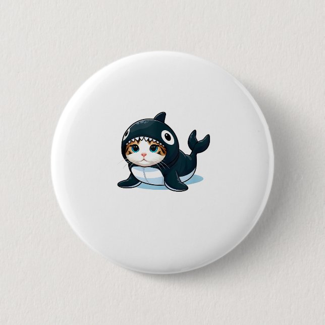 Cat in Orca Costume  2 Inch Round Button (Front)