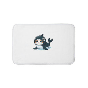 Cat in Orca Costume  Bath Mat