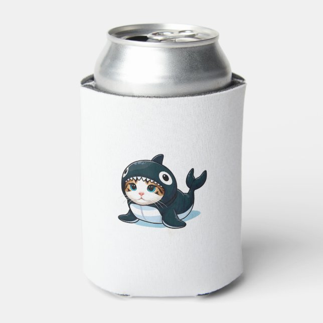 Cat in Orca Costume  Can Cooler (Can Front)