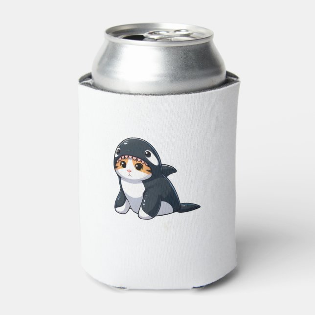 Cat in Orca Costume   Can Cooler (Can Front)