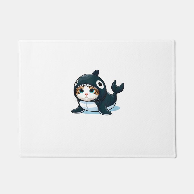 Cat in Orca Costume  Doormat (Front)