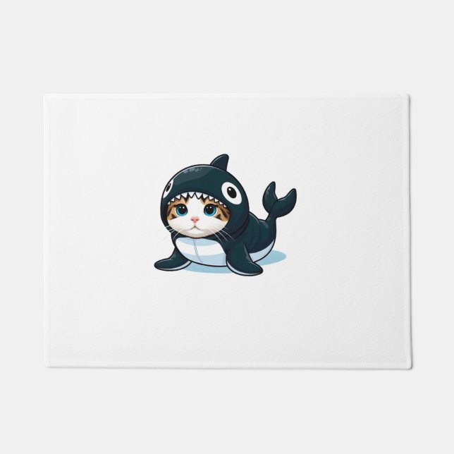 Cat in Orca Costume  Doormat (Front)
