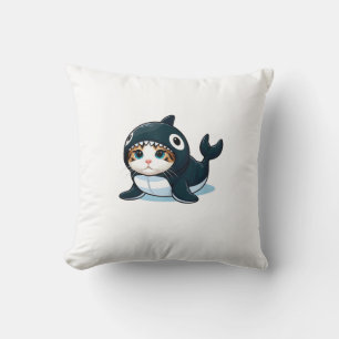 Cat in Orca Costume Tank Top Throw Pillow