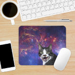 Cat in Outer Space Rawr Mouse Pad<br><div class="desc">Jumping on the bandwagon. Funny cat face in space! You're welcome</div>