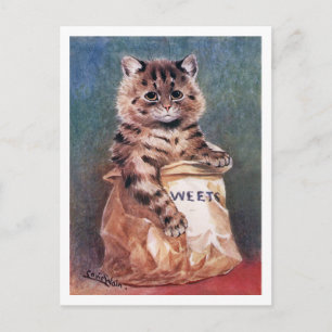 Cat in Paper Bag, Louis Wain Postcard