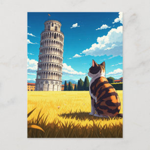 Cat in Pisa Italy Postcard