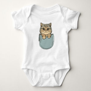 Cat in Pocket Baby Bodysuit