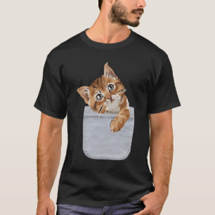 Cat In Pocket Coming Out Cute Cat Peeking In Pocke T-Shirt