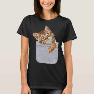 Cat In Pocket Coming Out Cute Cat Peeking In Pocke T-Shirt