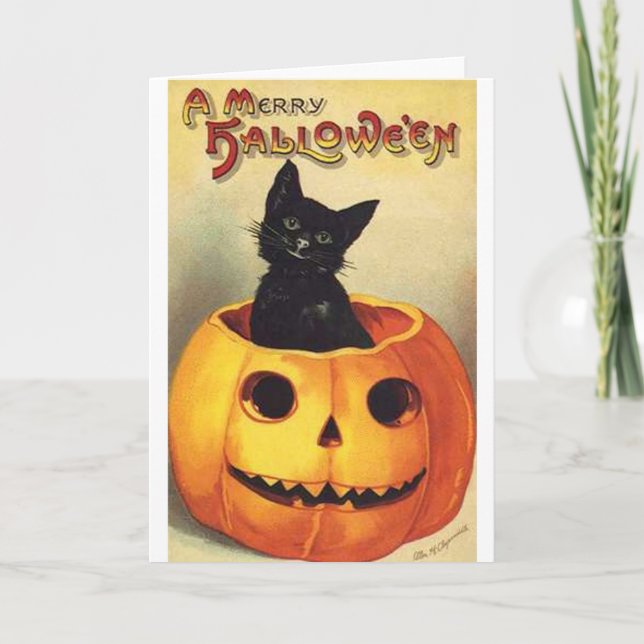 Cat In Pumpkin Card (Front)