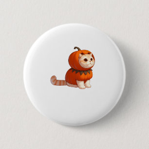 Cat in Pumpkin Costume for Halloween 2 Inch Round Button