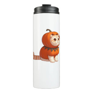 Cat in Pumpkin Costume for Halloween  Thermal Tumbler