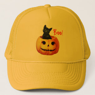 Cat in Pumpkin Halloween Hat