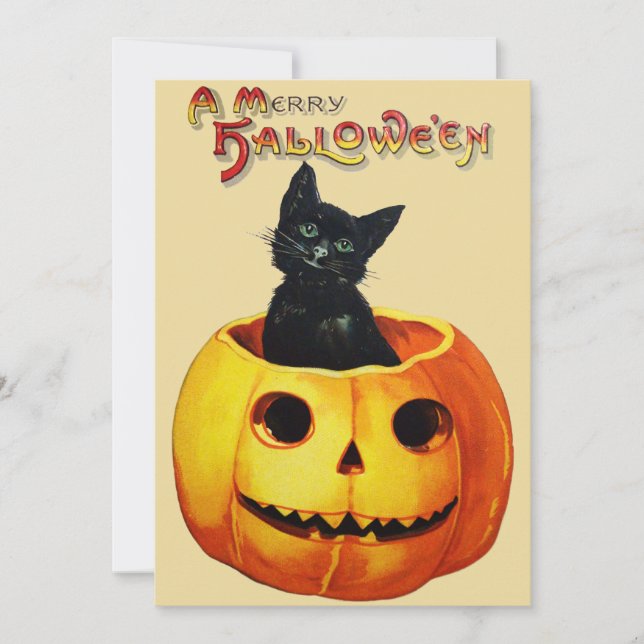 Cat in Pumpkin Halloween Party Invitation (Front)