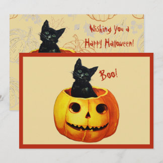 Cat in Pumpkin Holiday Card