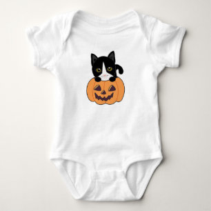 Cat In Pumpkin Sweet Cats Happy Halloween Baby Bod Bodysuit