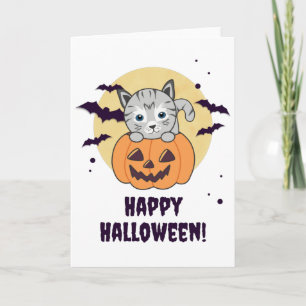 Cat In Pumpkin Sweet Cats Happy Halloween Card