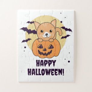Cat In Pumpkin Sweet Cats Happy Halloween Jigsaw P Jigsaw Puzzle