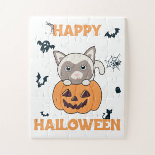 Cat In Pumpkin Sweet Cats Happy Halloween Jigsaw P Puzzle