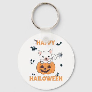 Cat In Pumpkin Sweet Cats Happy Halloween Keychain
