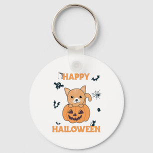 Cat In Pumpkin Sweet Cats Happy Halloween Keychain