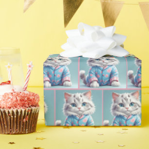 Cat In Pyjamas Wrapping Paper