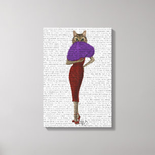 Cat In Red Dress Canvas Print