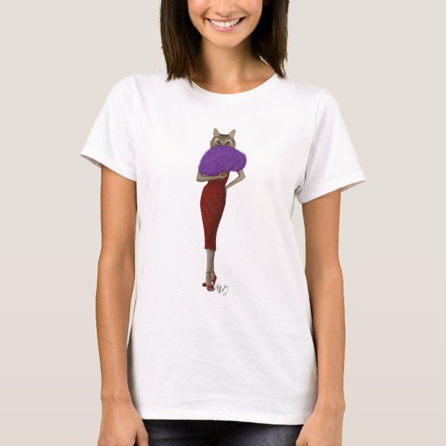 Cat In Red Dress T-Shirt (Front)