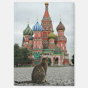 Cat in Russia Moscow Travel Magnet