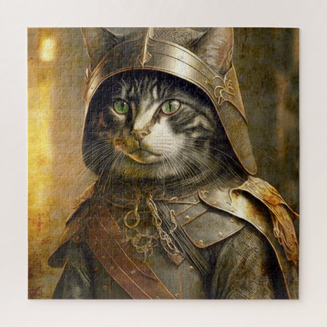Cat in Samurai Helmet Jigsaw Puzzle (Vertical)