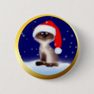 Cat in Santa Hat 2 Inch Round Button