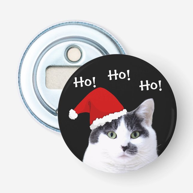 Cat in Santa Hat Christmas Bottle Opener (Front)