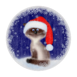 Cat in Santa Hat  Cutting Board