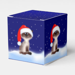 Cat in Santa Hat  Favor Box