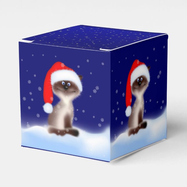 Cat in Santa Hat  Favor Box (Front Side)