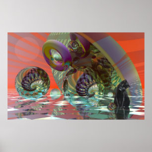 Cat in sci-fi world poster