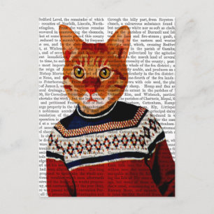 Cat in Ski Sweater 2 Postcard