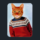 Cat in Ski Sweater Magnet<br><div class="desc">Entertainment & Leisure</div>