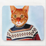 Cat in Ski Sweater Mouse Pad<br><div class="desc">Entertainment & Leisure</div>