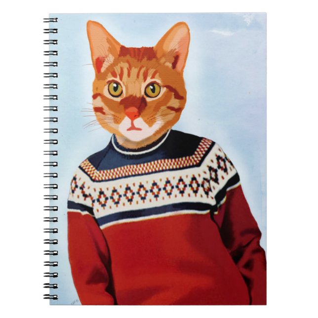 Cat in Ski Sweater Notebook (Front)